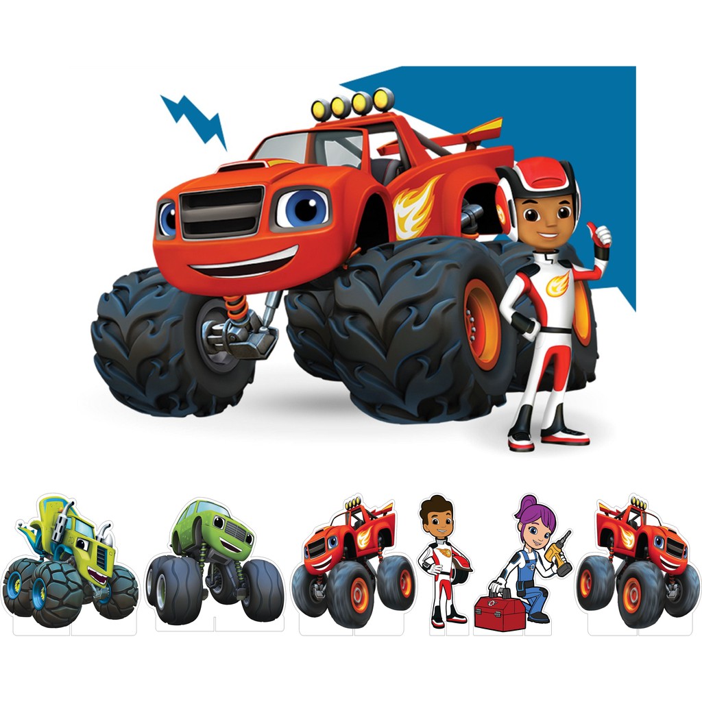 Kit Display De Mesa + Painel Festa Infantil Blaze Monster Machine
