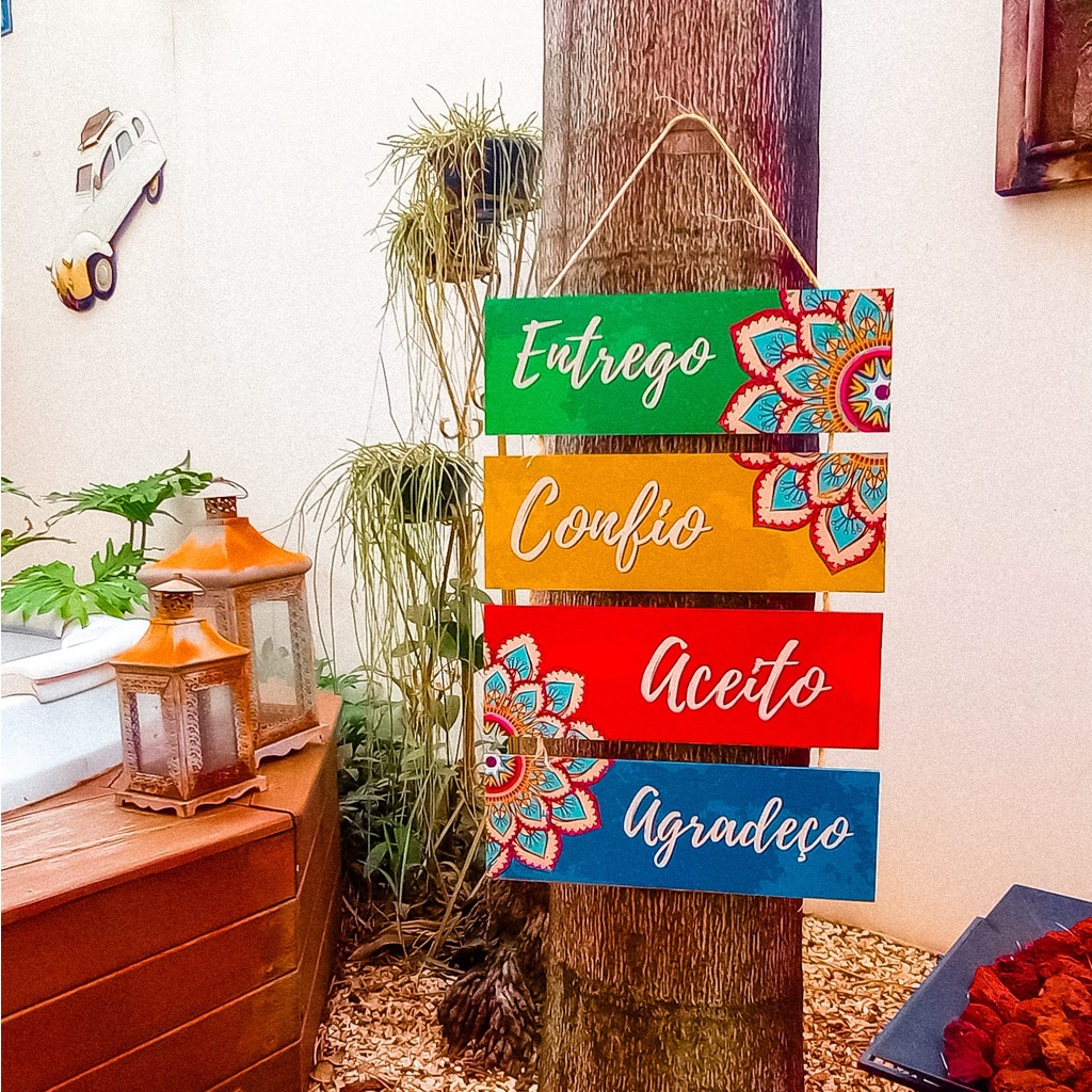 Imagem Placa Decorativa Confio, Entrego, Aceito e Agradeço, - Reiki, Meditação, Cantinho Zen