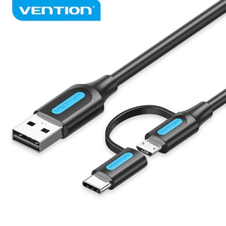 Venção Tipo C Cabo Usb 2.0 Cabo De Carregamento 3a 2 Em 1 Usb C / Micro B Cabo De Alta Velocidade 480mbps Para Celular