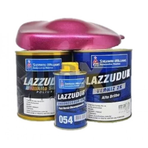 Tinta Automotiva Candy Rosa 900ml + Base Alumínio Graúdo 900ml Lazzuril