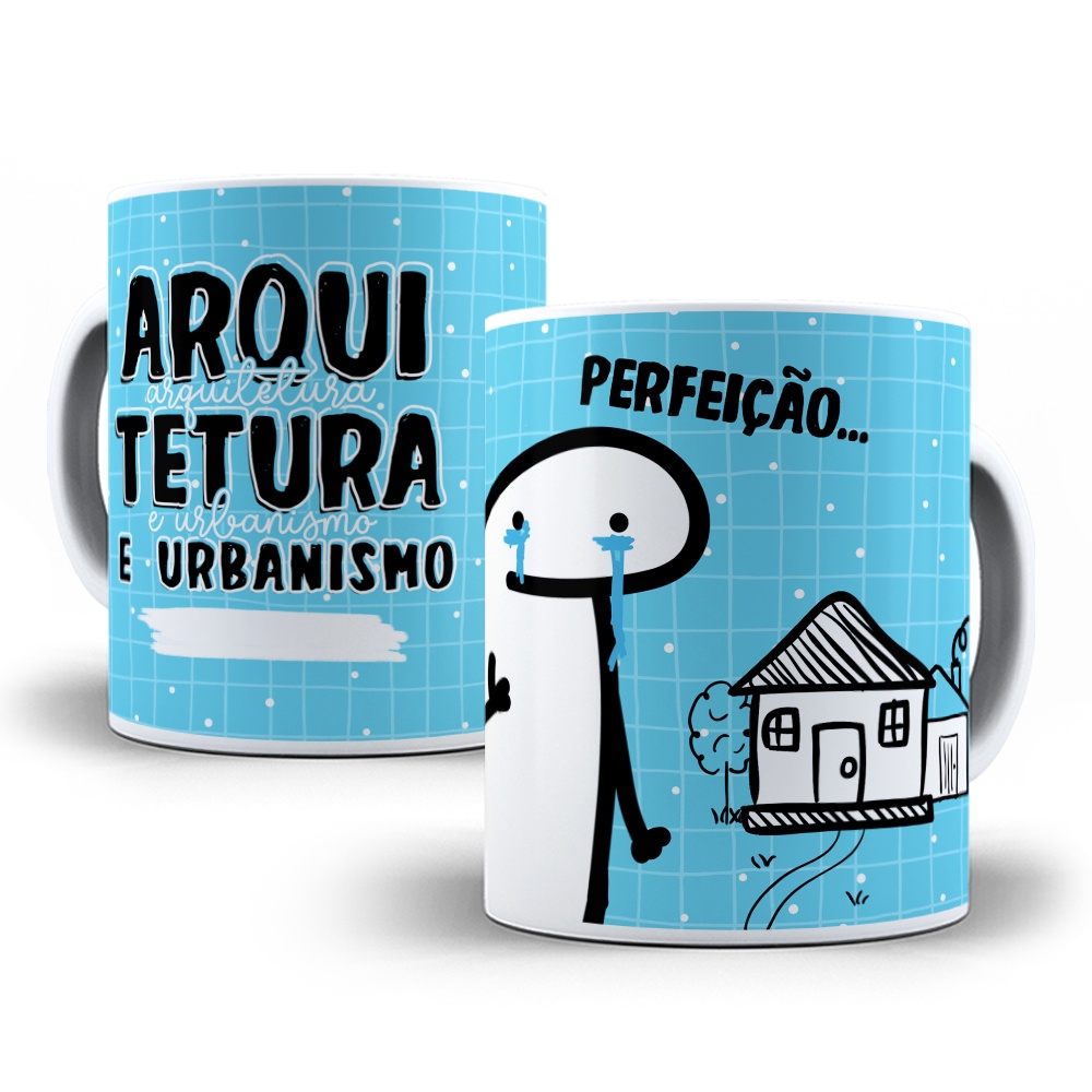Caneca flork profissão Arquitetura e urbanismo de porcelana meme personalizada com nome