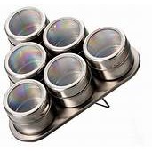 Kit 6 Porta Condimento Tempero Inox Magnético Ima  e Suporte Gourmet