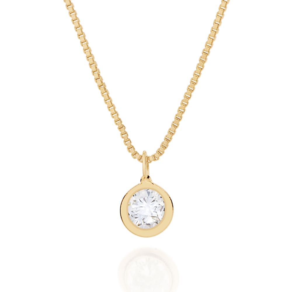 Gargantilha Rommanel corrente e pingente cristal solitário ponto de luz - 532005 em Oferta na Shopee