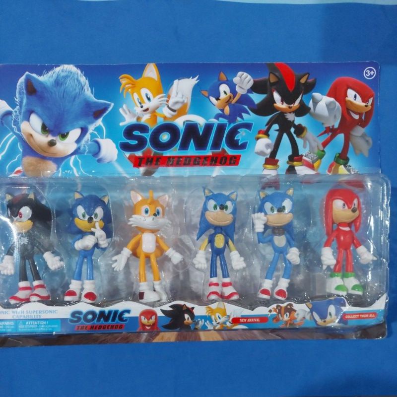 Sonic kit 6 bonecos tail knuckles sonic