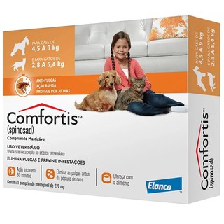 Comfortis 270mg C/ 1 Comprimido - Antipulgas P/ Cães (4,5 - 9kg) e Gatos (2,8 - 5,4Kg) em Oferta na Shopee