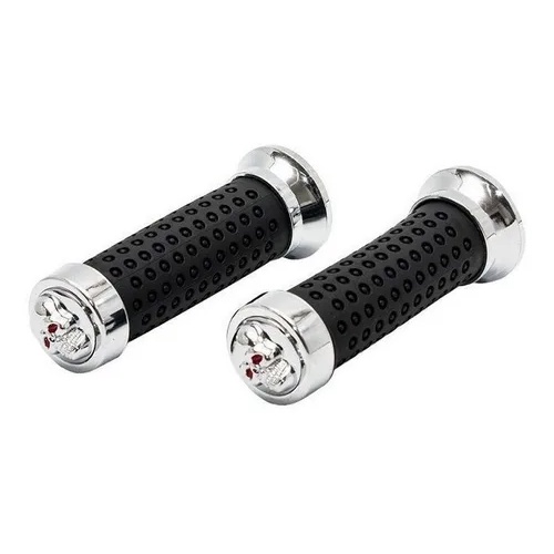 Manopla Caveira Mtb Alumínio Emborrachada Cromado Bike