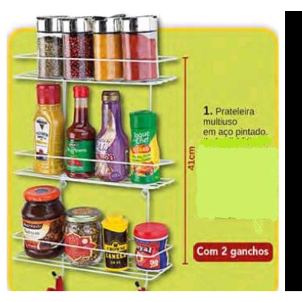 Prateleira multiuso em Arame com 2 Ganchos em Oferta na Shopee