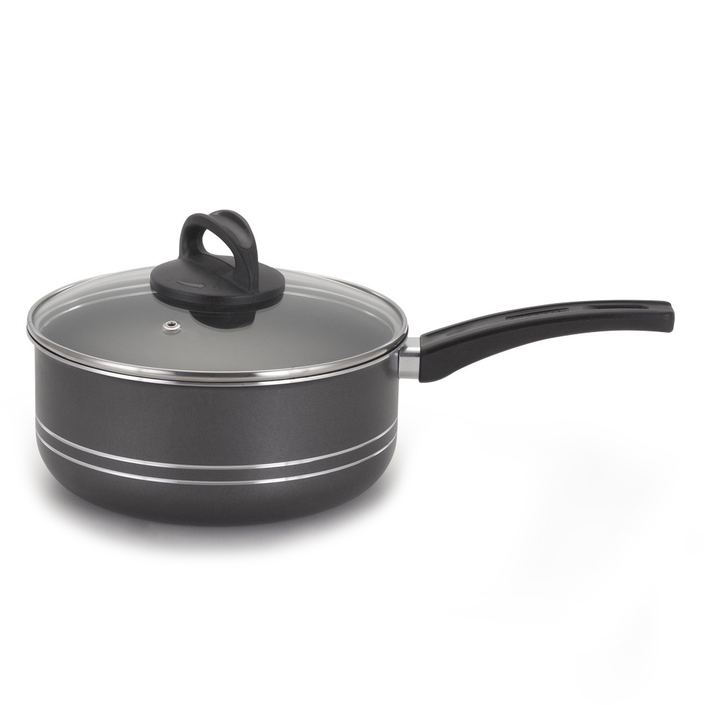 Panela Antiaderente Tampa Vidro 22Cm 3L Grafite Nacional