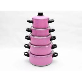 Jogo De Panela Caçarolas 5 Peças Alumínio Rosa Claro Linha Color Chicky Cozinha e Casa
