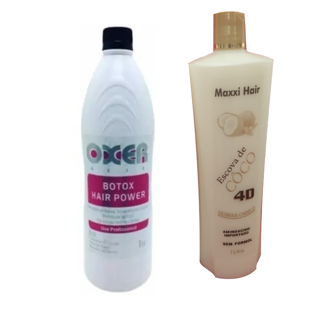 3 botox oxer hair + 3 shampoos anti resíduos oxer hair + 1 escova de coco sem formol maxxi hair + 1 shampoo anti resíduos
