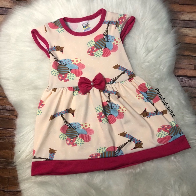 Vestido Para Bebe Vestido De Verao Bebe Praia Moda Look Bebe Flamingos Fluorescente Summer Menina Shopee Brasil