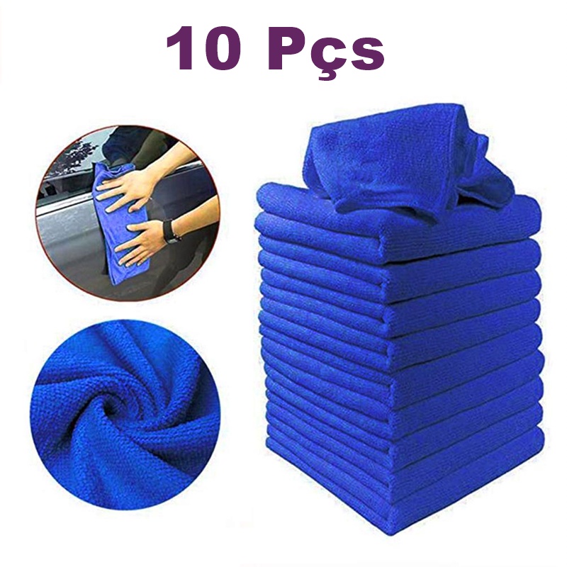 10 pçs. Panos De Microfibra Multiuso Limpeza Em Geral 30x30cm - Cor Azul