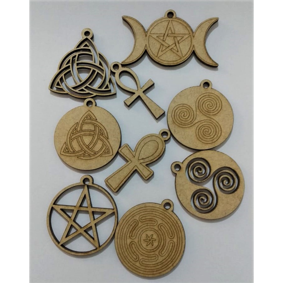 10 pingente mdf lua tripla triluna athame triscle celta wicca egipsio magia pentagrama deusa triplice matrona trisquel