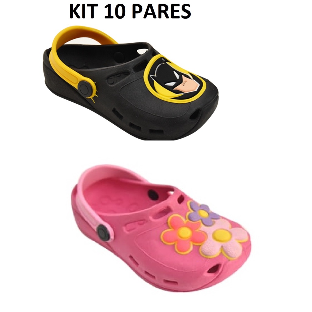 kit 10 sandalia babuche , modelo crocs INFANTIL , masculino e feminino , atacado revenda bb3 TucLele
