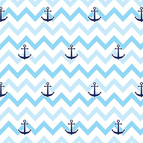 Papel De Parede Adesivo Chevron  Azul Com Ancoras Ch13