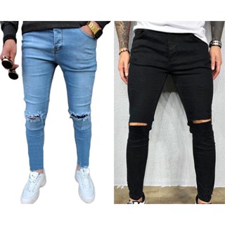 Calca Jeans Masculina Destroyed Rasgada Skinny Com Laycra Elastano Duas Cores Pronta Entrega. em Oferta na Shopee