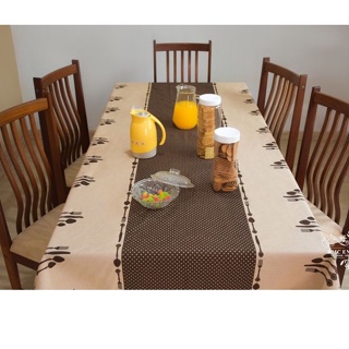 Toalha De Mesa Para 6 Cadeiras Tecido Linho 100% Algodão 2,15 X 1,45 Estampado Marrom em Oferta na Shopee