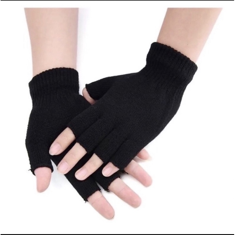 1/2/3 Par de Luva Sem Dedo De Lã Básico 7 ao 17 anos Inverno Frio preto Juvenil unisex em Oferta na Shopee