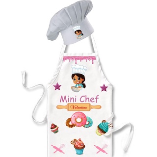Avental Infantil Mini Chef  + Nome da criança  Personalizado + Chapéu De Cozinheiro!