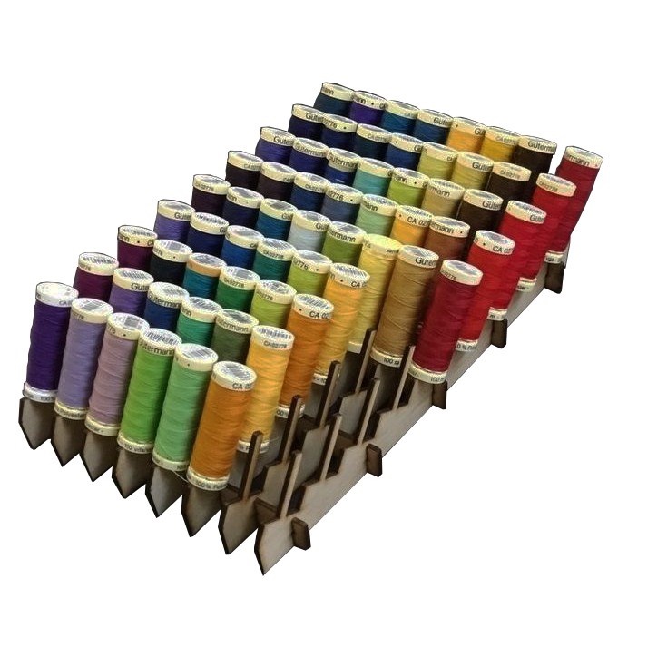 Organizador Carretel de Linha Costura Bancada Parede - MDF Para 72 Carreteis