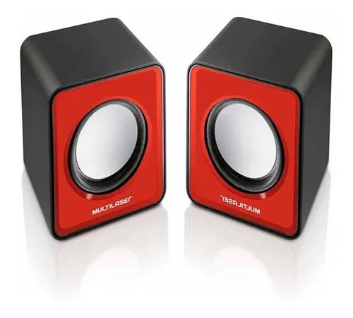 Caixa De Som 2.0 Mini 3w Rms Multilaser Vermelho