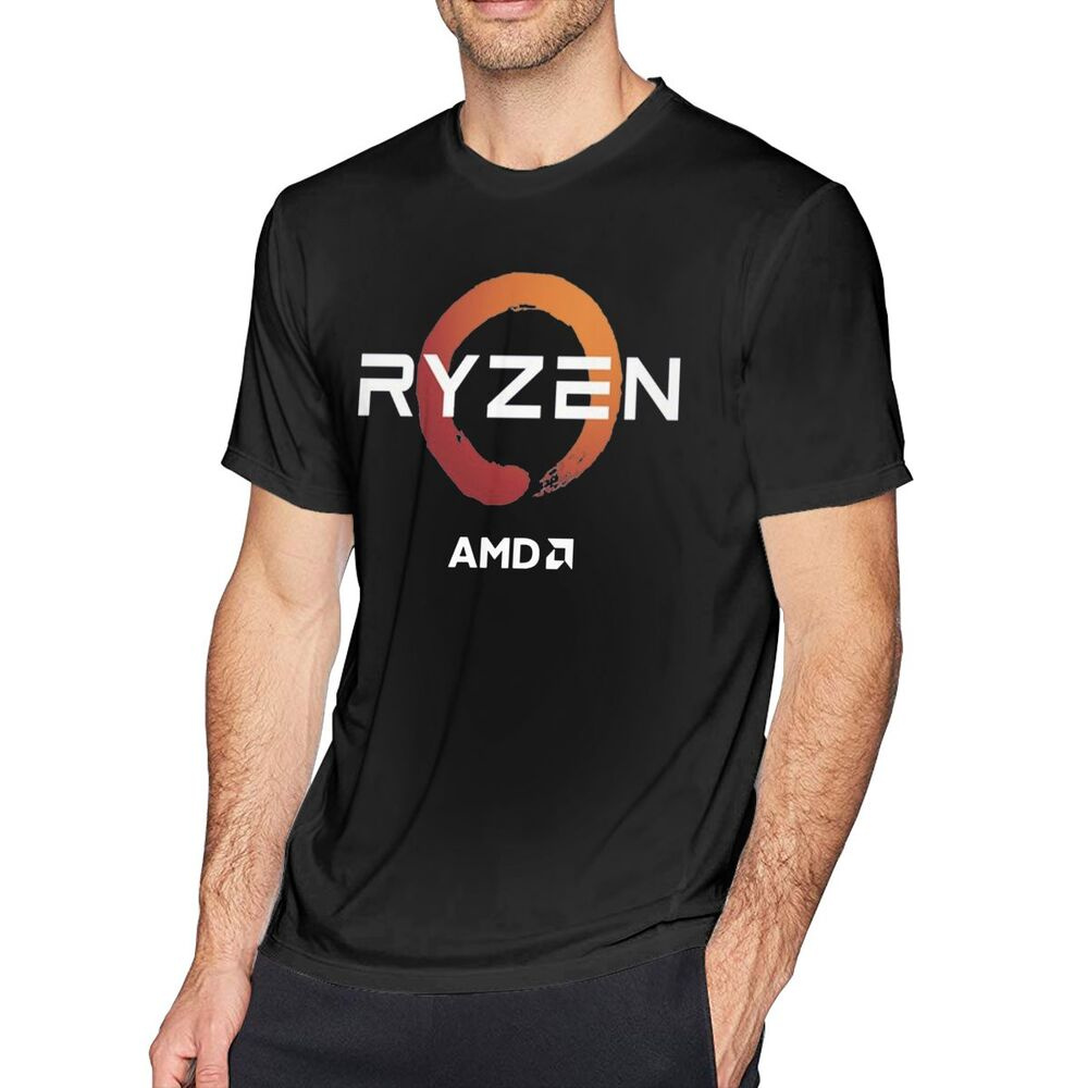 Camiseta esportiva PC Cp Cpu Super processador Amd Ryzen preta masculina estampada à mão camisa de algodão