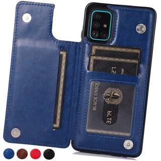 para Samsung Galaxy A21 A11 A21S A51 A71 A50 A50S A40 A30S Capa de couro premium slim fit de luxo à prova de choque flip case slots para cartão