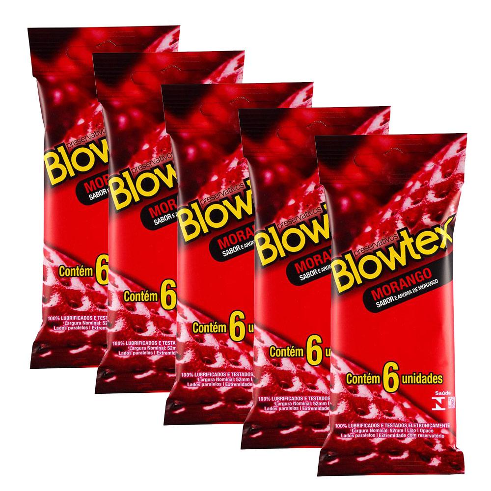 Kit 5 Pacotes Preservativo Blowtex Morango C/ 6 Unidades Cada em Oferta na Shopee