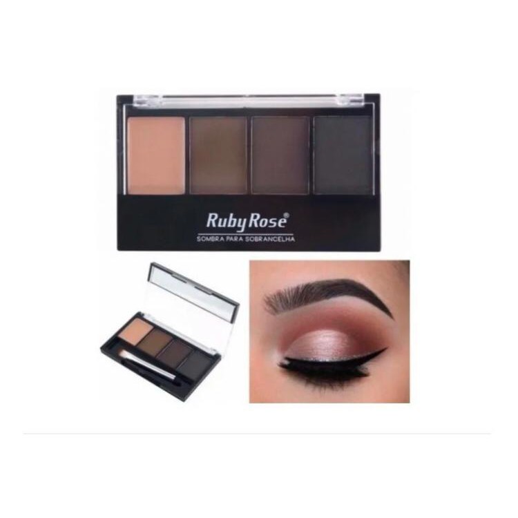Paleta De Sombras Para Sobrancelha - Ruby Rose 3 Cores Com Primer