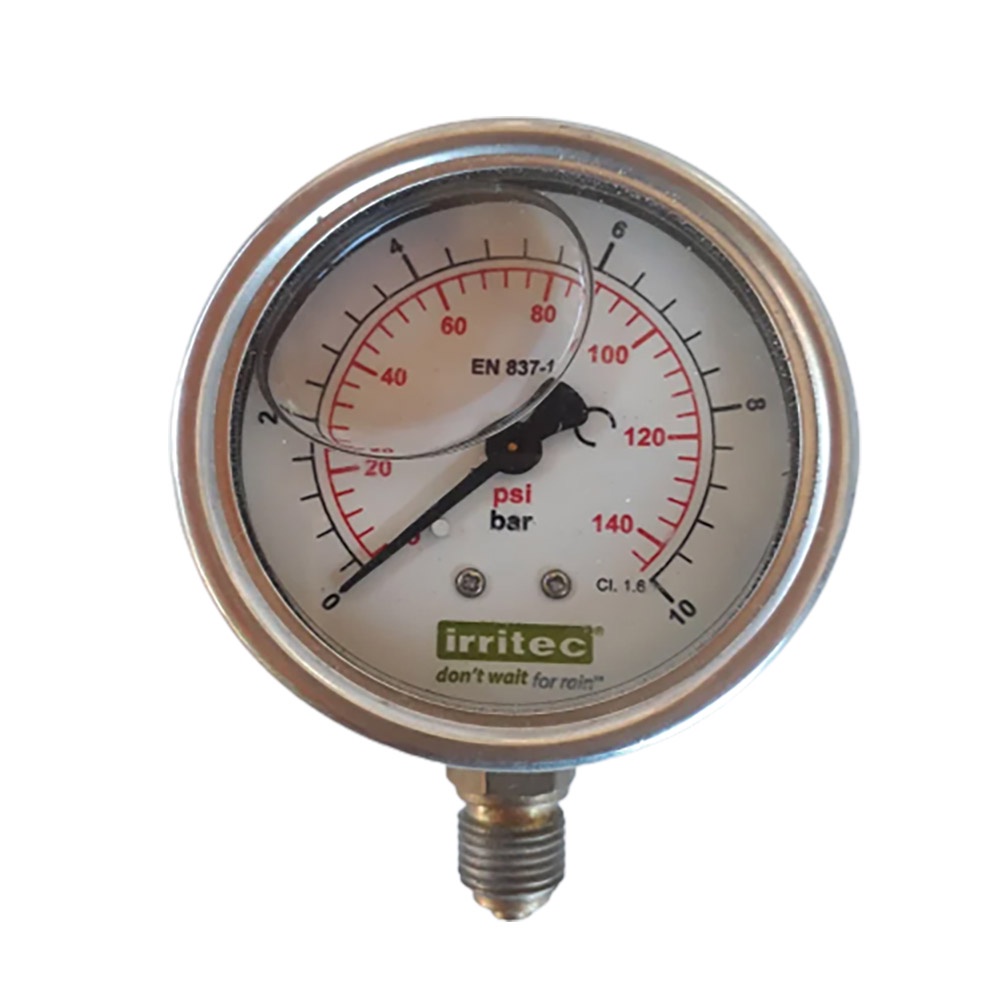 Manometro de Glicerina Para Controle de Pressão Irrigação Corpo Metalico 0 a 10 BAR