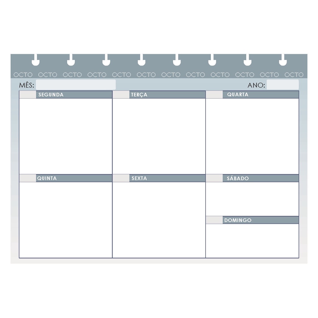 Refil Pequeno Planner Semanal Azul Caderno De Disco Inteligente Octo A Folhas