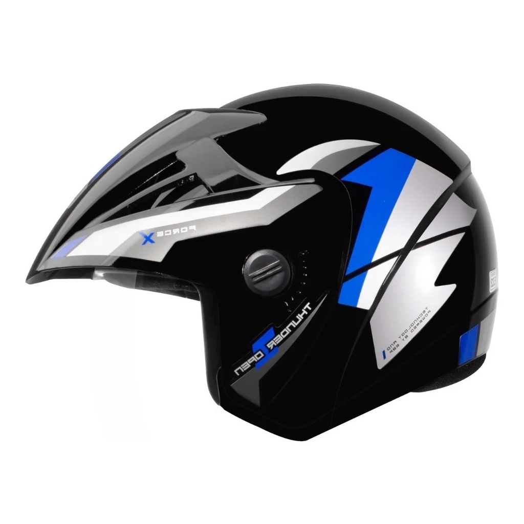 Capacete Aberto Ebf Thunder Open Modelo Force Preto Azul