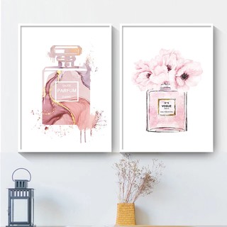 quadro decorativo 2 peças vogue perfume rosas em Oferta na Shopee