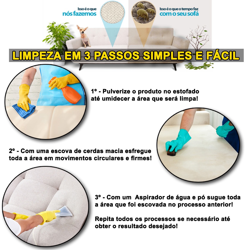 Kit Limpeza Do Estofado Sofá + Impermeabilizante 500ml | Shopee Brasil