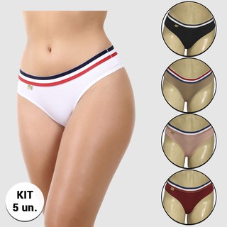 Kit 5 unidades Calcinha Cueca Feminina Conforto de Microfibra com Cós Elástico