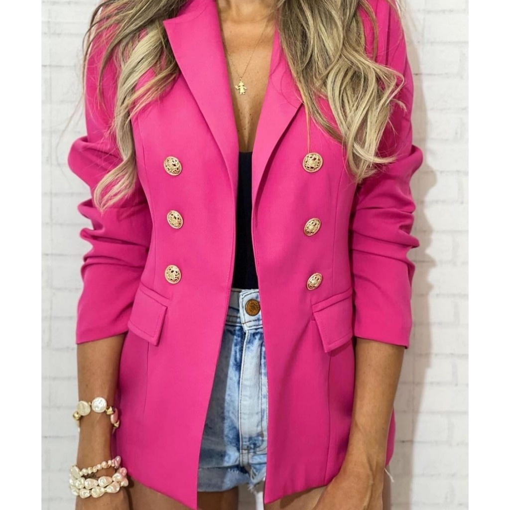 Max Blazer Terninho Social feminino com Botões Alfaiataria