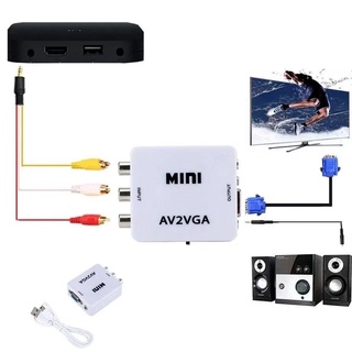 Mini Adaptador Conversor VGA Para AV RCA Com Áudio P2 VGA2AV 1080P Plug Play Para TV Monitor Projetor Computador Noteboo