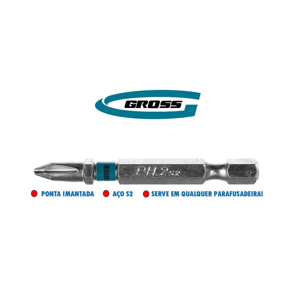 Ponteira Bits Parafusadeira Ponteira Philips Imantado - Gross 50mm - 1 peça