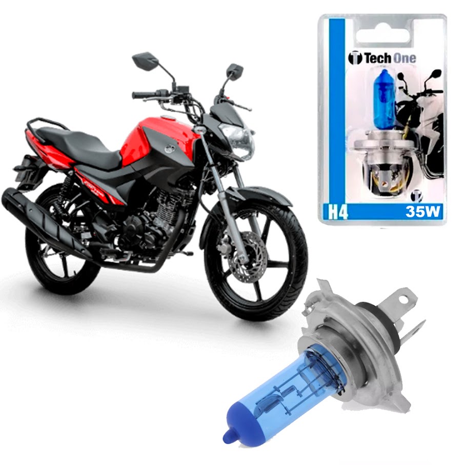 Lâmpada Para Moto Yamaha YBR 150 Factor Super Branca H4 35w Efeito Xenon Tech One