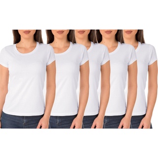 kit 5 peças camisetas t-shirt baby look de algodao fio blusa branca