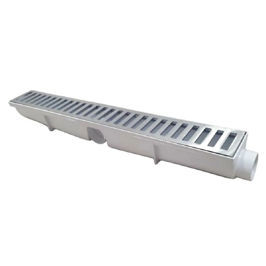 Ralo Linear Alumínio 6x50 Modular para Quintal ou Varanda Sifonavel Coletor Branco - Ficone