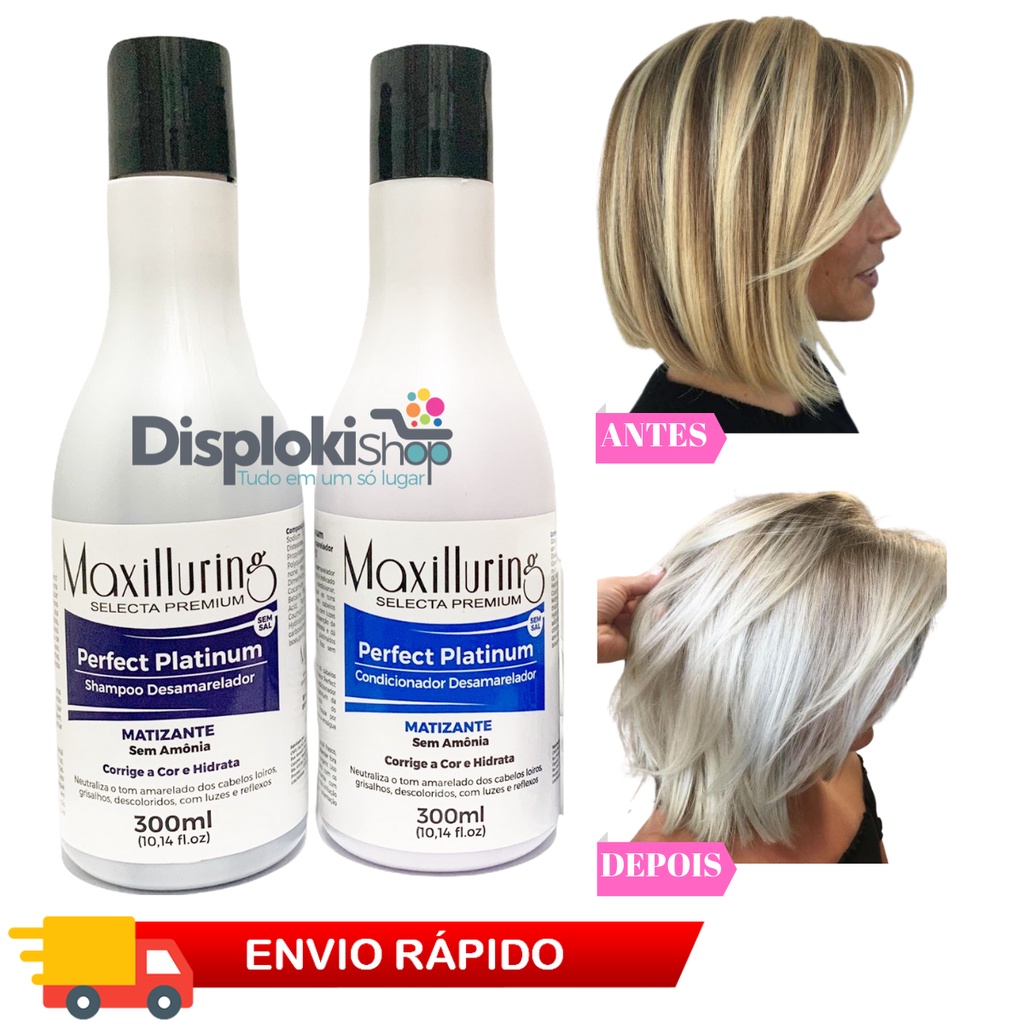Kit Shampoo e Condicionador Desamarelador Matizante 300ml Maxilluring