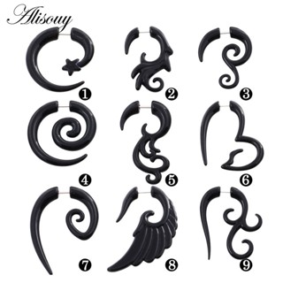 Alisouy 1 Par Preto Acrílico Falso Cheater Torção Espiral Orelha Taper Medidores Expansores Brinco Túnel Plugues Piercin em Oferta na Shopee