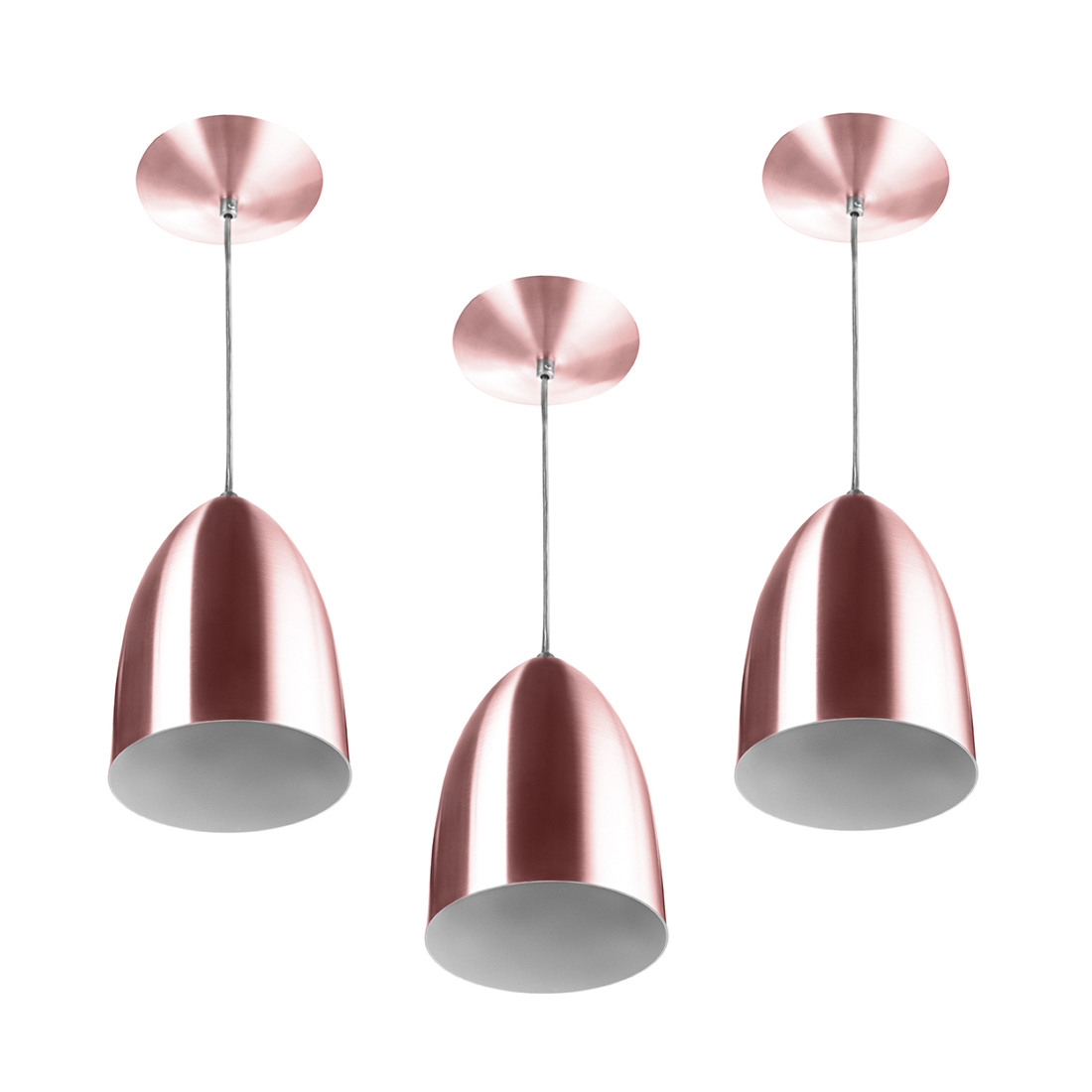 Kit 3 Lustre Pendente Luminaria Cone de Aluminio Gold Rose Shopee Brasil