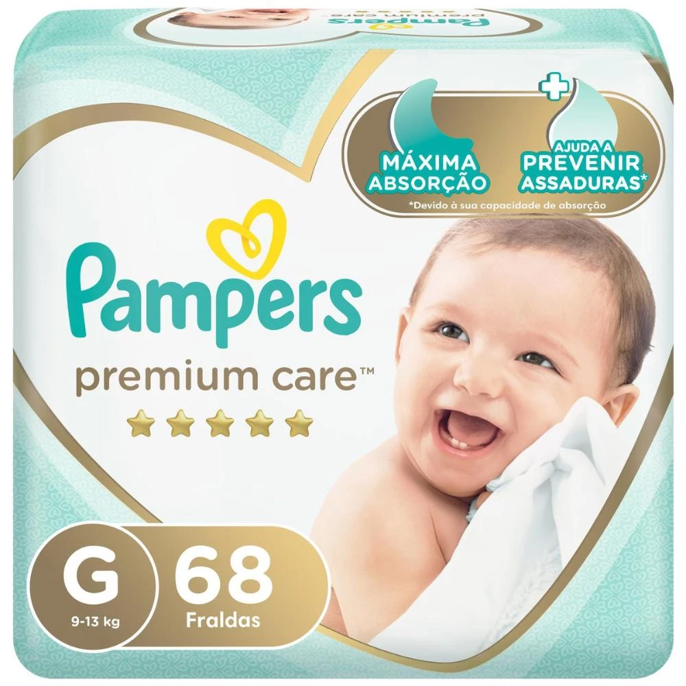 Fralda Pampers Premium Care Jumbo G 68 unidades