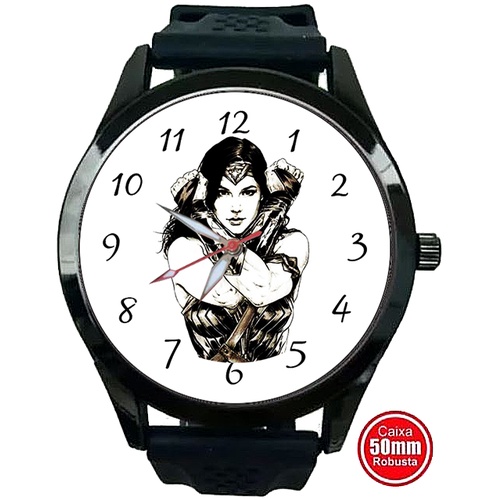 Relógio de Pulso Personalizado Mulher Maravilha Wonder Woman Comics Herói Top