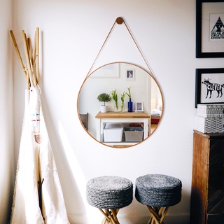 Espelho Decorativo Escritório Organico Redondo 60cm - Casa Domo em Oferta na Shopee
