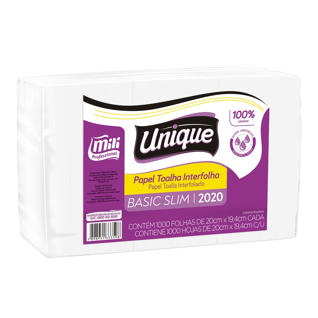 PAPEL INTERFOLHA BASIC SLIM UNIQUE MILI 19,4X20 C/1000 17G