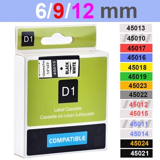 1pcs Compatível Dymo D1 6mm 9mm 12mm Fitas 45010 45013 40910 40913 43613 43610 45018 45016 45017 45021 Fita Cassete Para Etiqueta Gerente LM 160 280 210D Fabricante De