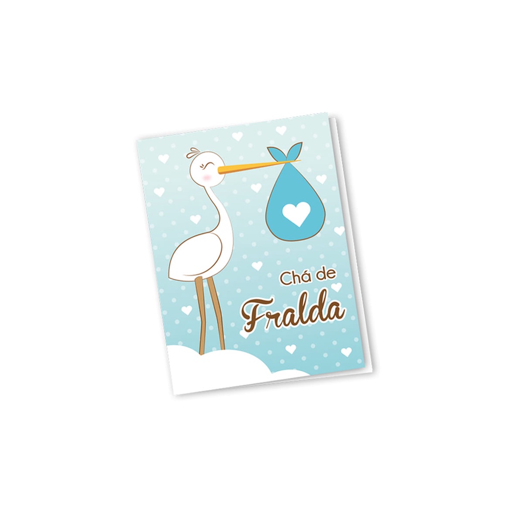 Convite Chá de Fraldas Cegonha Azul 10 Uni Regina Festas - Inspire sua Festa Loja
